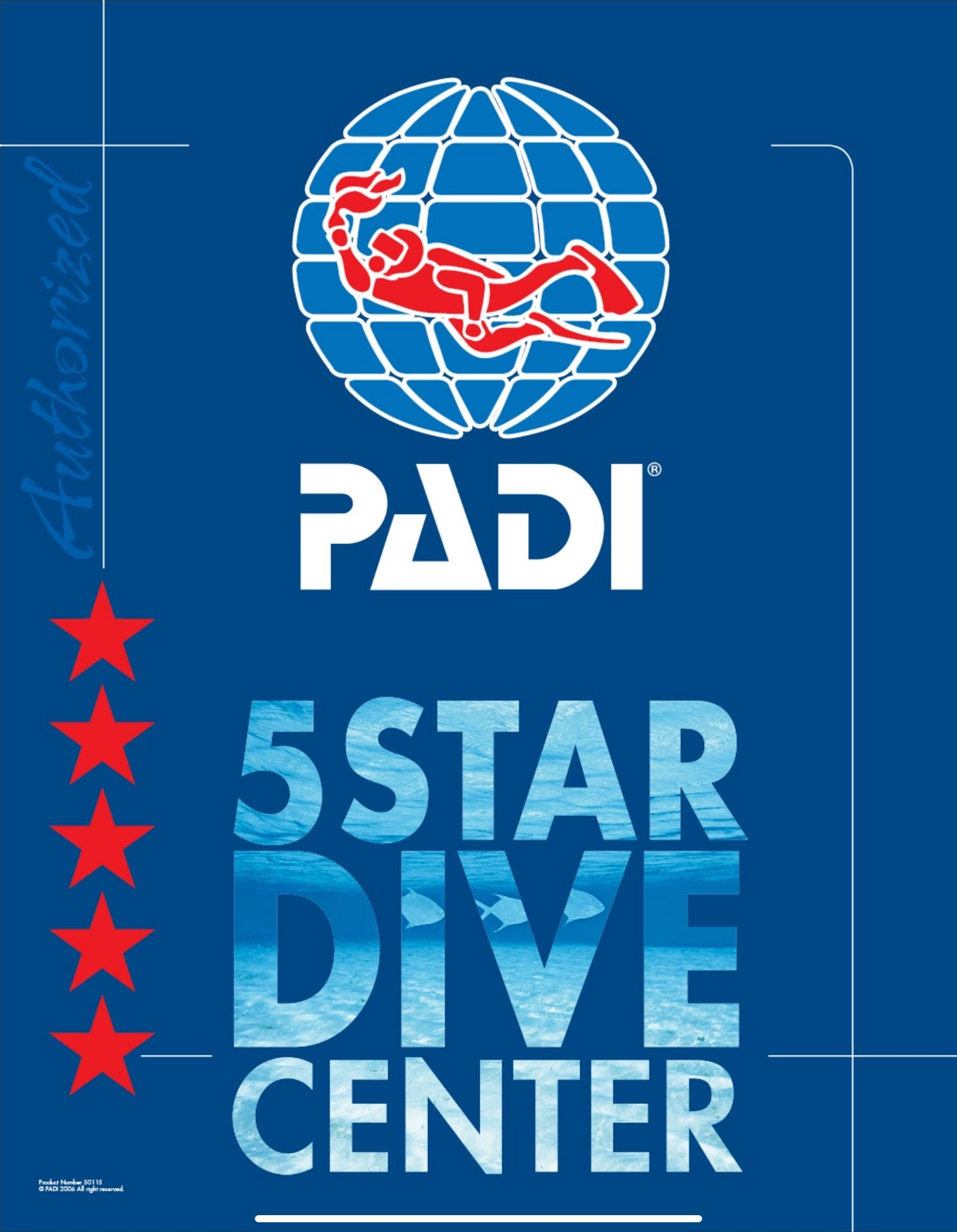 PADI 5 Star Dive Center - Professional Association of Diving Instructors certified